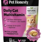 Pet Honesty Cat Multivitamin Chews - Cat Treats for Health + Immune, Cat Joint Support, Skin & Coat, and Digestion | Omega 3s, Lysine for Cats, Cat Probiotic, Cat Vitamins - Chicken (30-Day Supply)