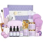 Gifts for Women, 28pcs Lavender Facial Set includes Face Cream,Bath Oil,Shower Accessories. Body & Facial Kit for Women, Birthday Gift for Women Mother's Day Gift