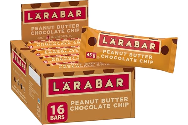 LÄRABAR Peanut Butter Chocolate Chip, Fruit and Nut Energy Bar, Pack of 16 Bars, Gluten Free, Vegan, Family Pack, Snack Bars
