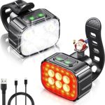 Bike Lights, Oldowl USB-C Rechargeable Bike Light Set, Super Bright 6 LED Bike Headlight with Spot & Flood Beam, IP65 Waterproof, 4X4 + 6X6 Lighting Modes, Cycling Mountain Bike Lights Front and Back