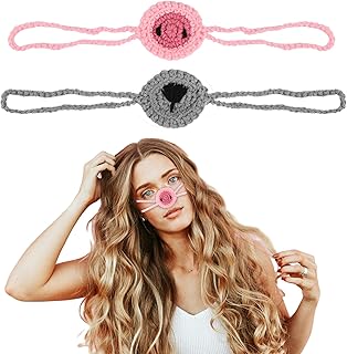 2pcs Nose Warmer, Windproof Wool Nose Warmer for a Cold Nose Crochet Cozy Nose Warmer Protector Nose Cover for Women Men Outdoor Dust Ski (Black & Pink)