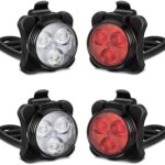 Akale Rechargeable Bike Lights Set, LED Bicycle Lights Front and Rear, 4 Light Mode Options, 650mah Lithium Battery, Bike Headlight, IPX4 Waterproof, Easy to Install for Men Women Road
