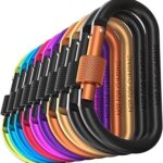 Carago Carabiner Clips with Screw Gate, 10 Pack Carabiners Hiking Clips with 7.5mm Diameter Aluminum Rod