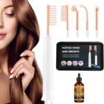 Vortex Hair Growth Wand, Vortex Comb Bundle, Vortex Wand Hair Growth, Vortex Hair Comb Hair Rejuvenator, Vortex Comb Bundle With Hair Revival Serum, Wand With 4 Glass Tubes (White A)