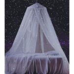 South to East Bed Canopy with Fluorescent Stars Glow in Dark for Baby, Kids, Girls Or Adults, Mosquito Net Use to Cover The Baby Crib, Kid Bed, Girls Bed Or Full & Queen Size Bed, White Stars