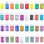 Extra Fine Glitter, Set of 36 Colors Nail Arts Cosmetic Glitter, Resin Crafts Loose Glitter Powder Shaker for Face Body Hair Eye Lip Gloss Makeup, Slime and Tumbler Making Brand: Estanoite