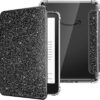 MoKo Case for All-new 7" Kindle Paperwhite 12th Gen 2024&Kindle Colorsoft Signature Edition 2024, Ultra Clear Soft Flexible Transparent TPU Back Cover Light Shell with Auto Wake/Sleep, Black & Glitter